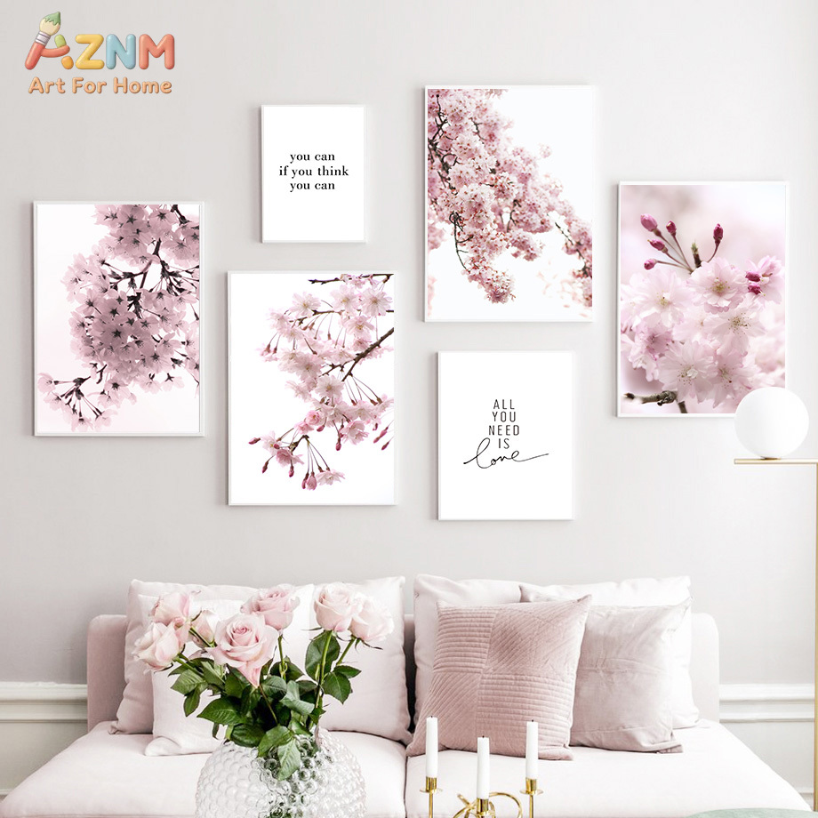 Photography Quotes Inspirational - AZNM ภาพพิมพ์บนผ้าใบลายดอกซากุระสีชมพู, ภาพถ่ายดอกไม้และคำคมสร้างแรงบันดาลใจ, ภาพพิมพ์บนผ้าใบลายดอกซากุระแบบไม่มีกรอบ