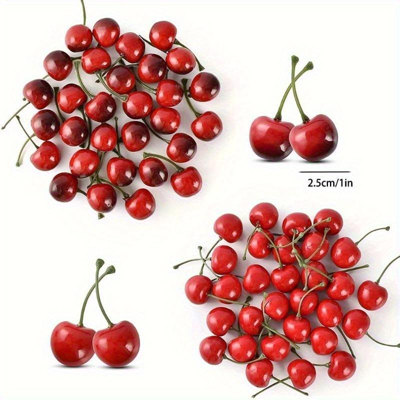 Photography Food - 30 ชิ้นเชอร์รี่ปลอมผลไม้ประดิษฐ์จำลองเชอร์รี่เครื่องประดับหัตถกรรมอาหารอุปกรณ์ประกอบฉากการถ่ายภาพปาร์ตี้ตกแต่งบ้าน