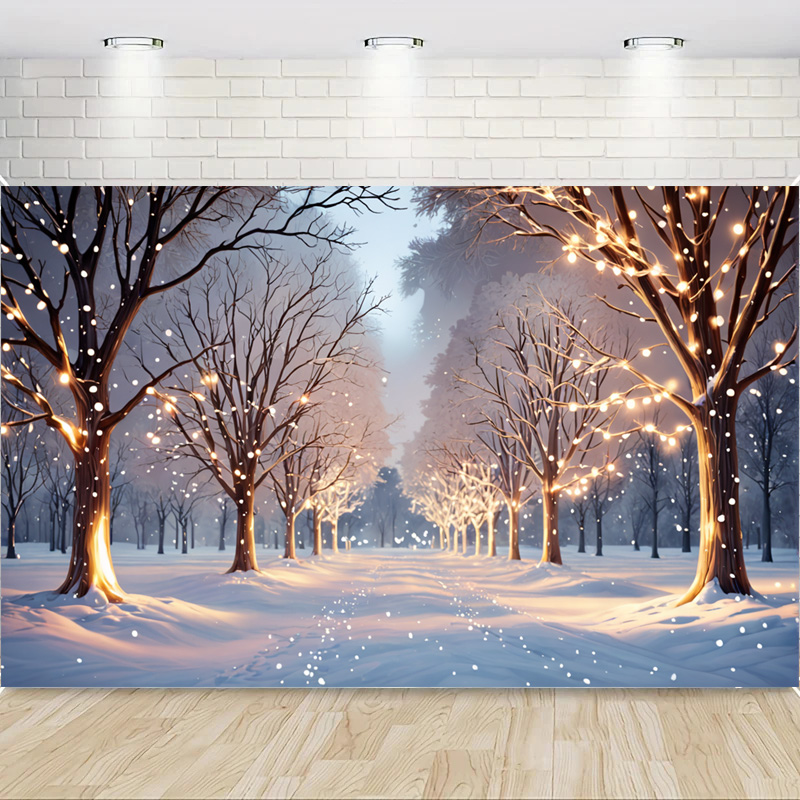 Photography Of The Year 2025 - Merry Christmas Winter Snowy Forest ภูมิทัศน์พื้นหลังผ้า