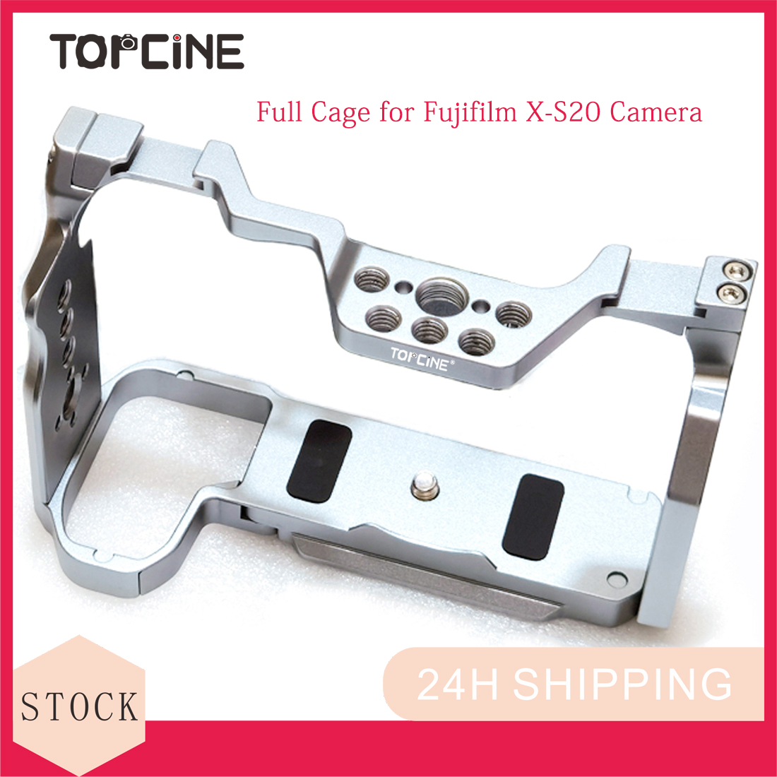 Camera Cage Rig - TOPine XS20กรงกล้องสำหรับ X-S20ฟูจิฟิล์ม, เคสอุปกรณ์เสริมสำหรับติดรองเท้าเย็นไมโครโฟนวิดีโอไฟ LED แท่นขุดเจาะ
