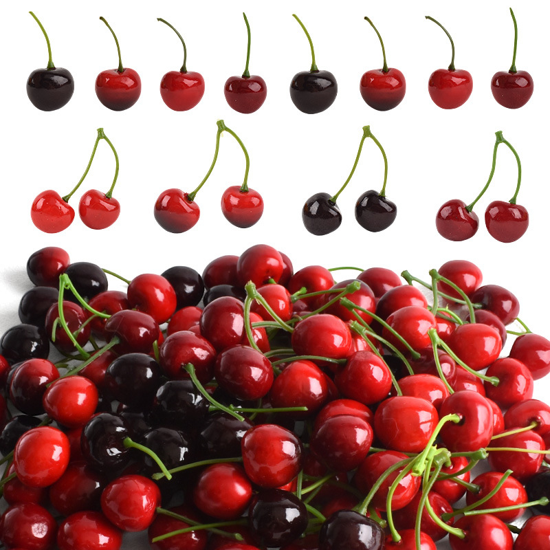 Photography Food - ผลไม้เชอร์รี่ปลอม 10 ชิ้น สำหรับตกแต่งเค้ก ถ่ายภาพอาหาร ของตกแต่งงานปาร์ตี้