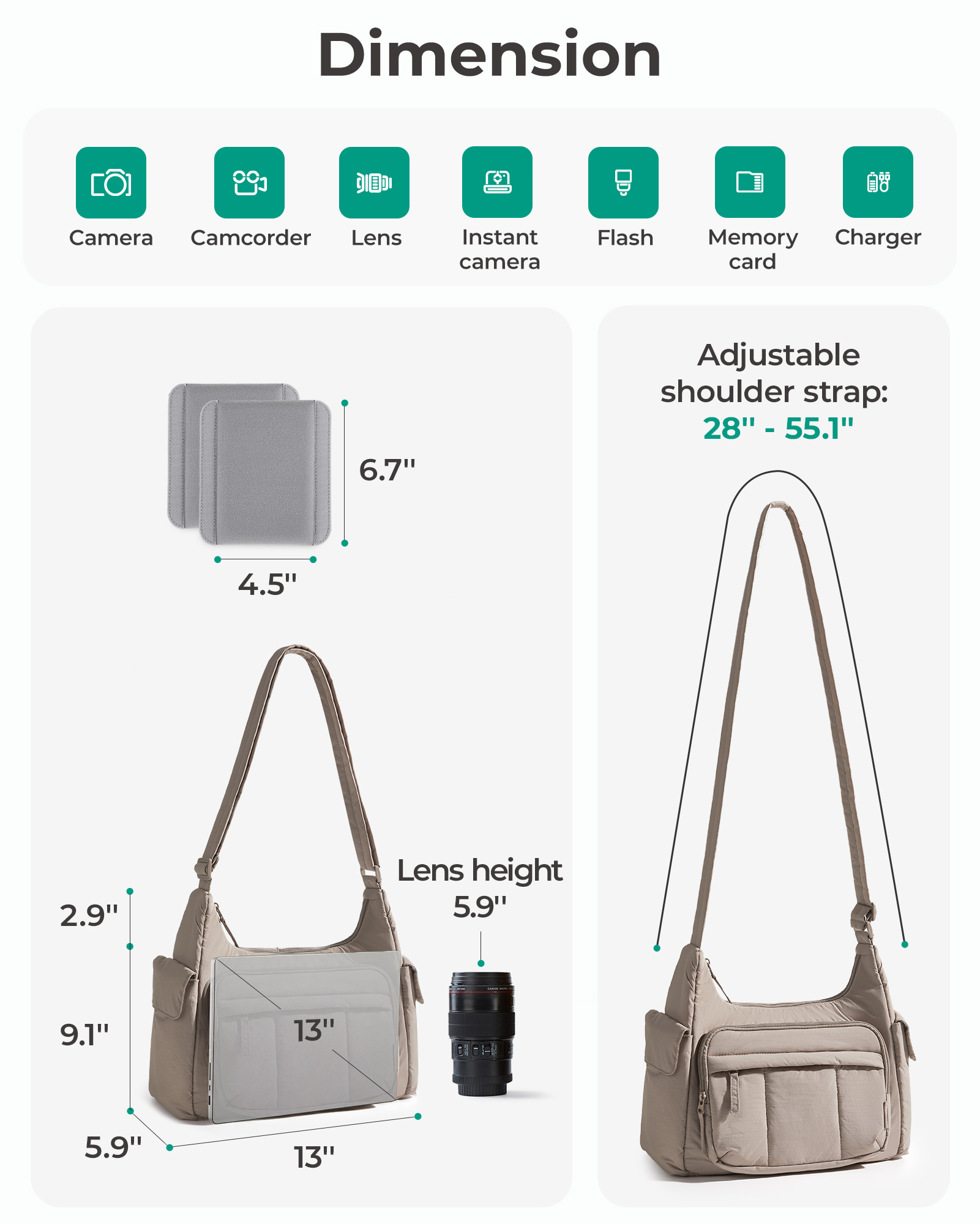 BAGSMART 2 in 1 กระเป๋ากล้องสะ - Photography Digital บทวิจารณ์และราคา