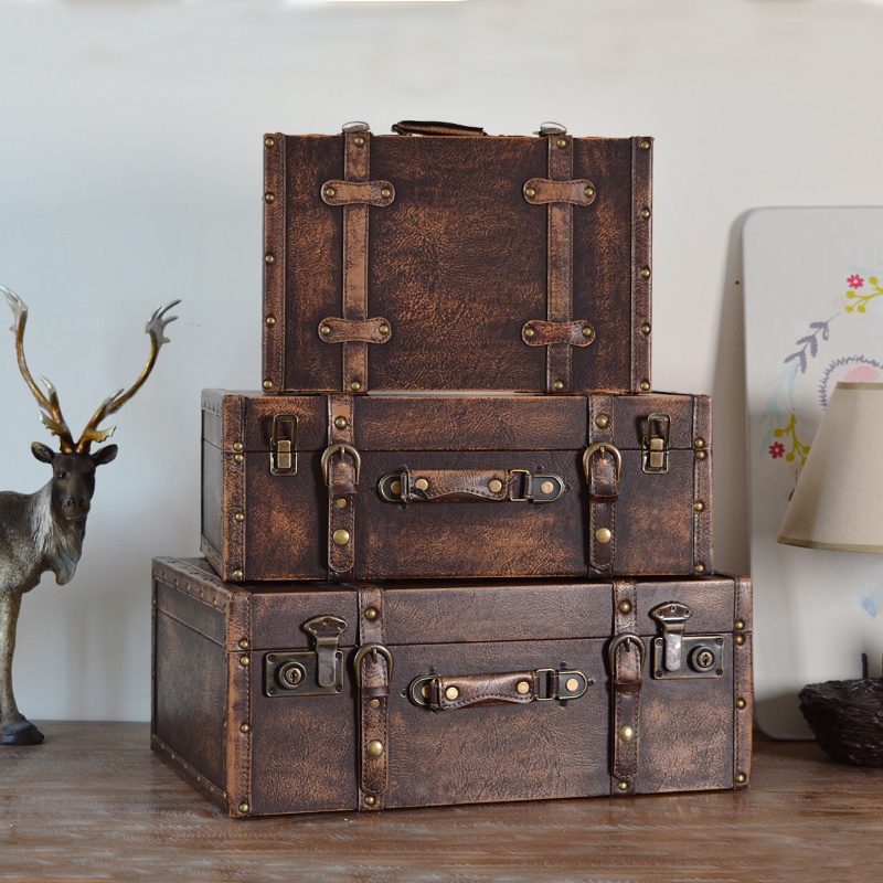 กล่องเก็บของไม้หุ้มหนังสีน้ำตา - Photography Vintage Style บทวิจารณ์และราคา